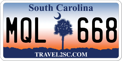 SC license plate MQL668
