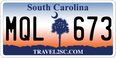 SC license plate MQL673