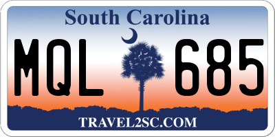 SC license plate MQL685
