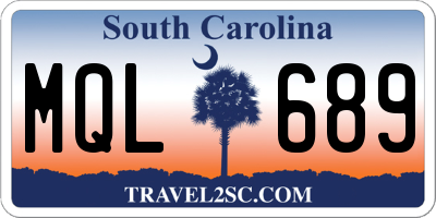 SC license plate MQL689