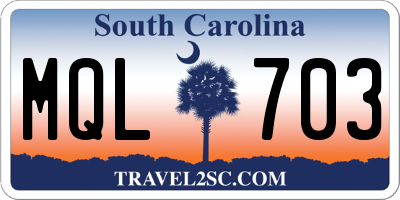 SC license plate MQL703