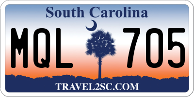 SC license plate MQL705