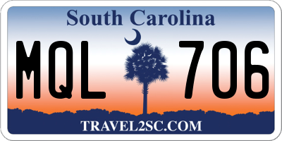 SC license plate MQL706