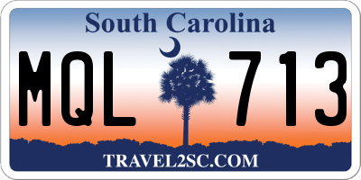 SC license plate MQL713