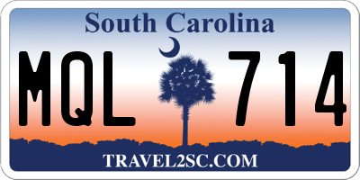 SC license plate MQL714