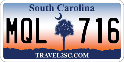 SC license plate MQL716