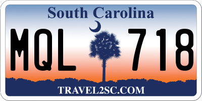 SC license plate MQL718