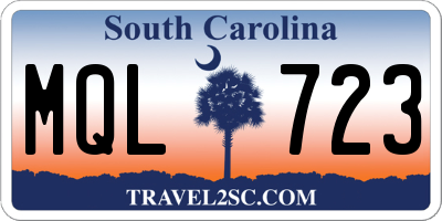 SC license plate MQL723
