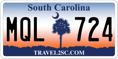 SC license plate MQL724