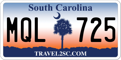 SC license plate MQL725