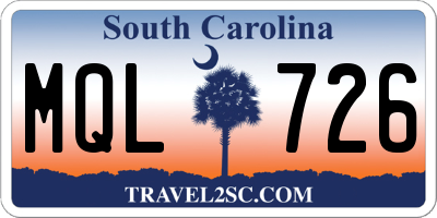 SC license plate MQL726
