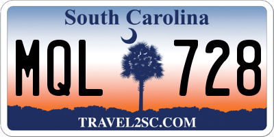 SC license plate MQL728