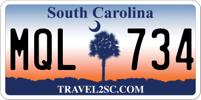 SC license plate MQL734