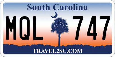 SC license plate MQL747