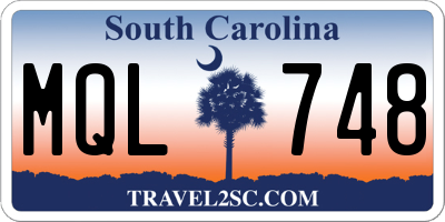 SC license plate MQL748