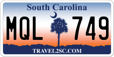 SC license plate MQL749