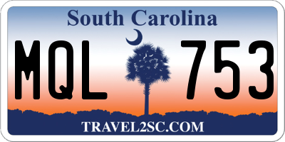 SC license plate MQL753