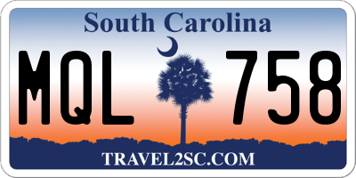 SC license plate MQL758