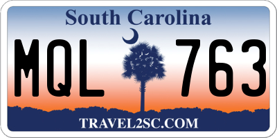 SC license plate MQL763