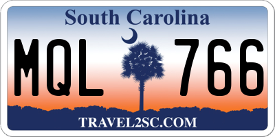 SC license plate MQL766