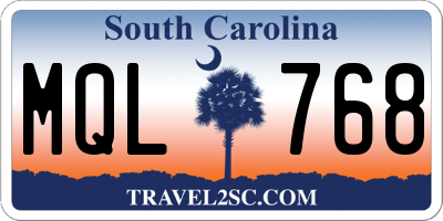 SC license plate MQL768
