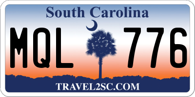 SC license plate MQL776