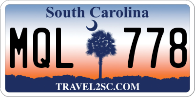 SC license plate MQL778