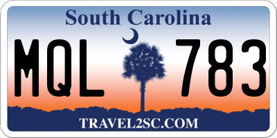 SC license plate MQL783