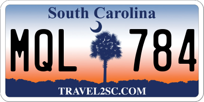 SC license plate MQL784