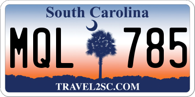 SC license plate MQL785