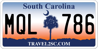 SC license plate MQL786
