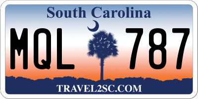 SC license plate MQL787