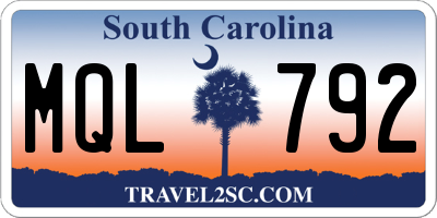 SC license plate MQL792