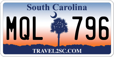 SC license plate MQL796