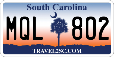 SC license plate MQL802