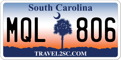 SC license plate MQL806