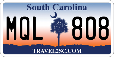 SC license plate MQL808