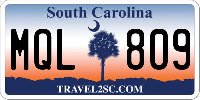SC license plate MQL809