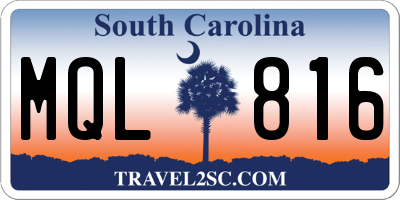 SC license plate MQL816