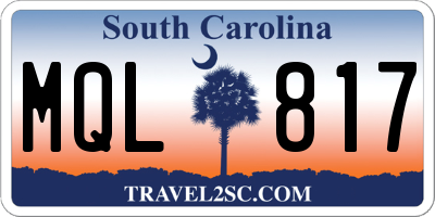 SC license plate MQL817