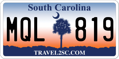 SC license plate MQL819