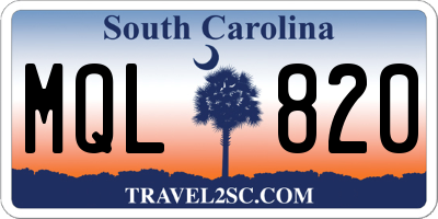 SC license plate MQL820