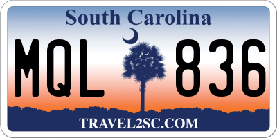 SC license plate MQL836