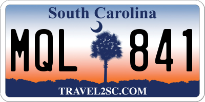 SC license plate MQL841
