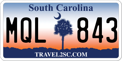 SC license plate MQL843