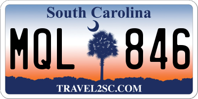 SC license plate MQL846