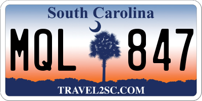 SC license plate MQL847