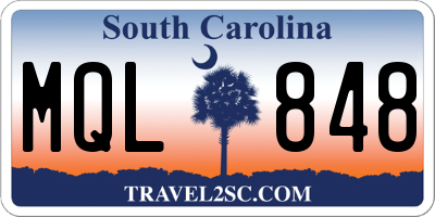 SC license plate MQL848