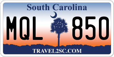 SC license plate MQL850