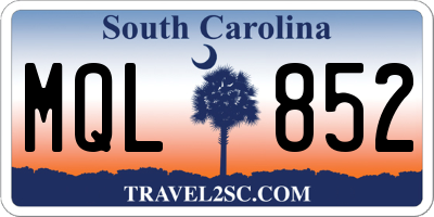 SC license plate MQL852